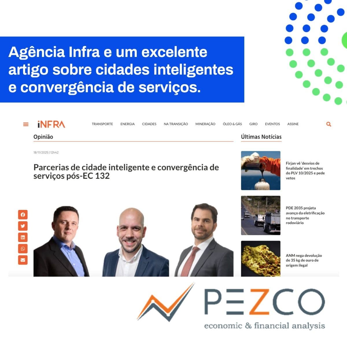 AGÊNCIA INFRA E UM EXCELENTE ARTIGO SOBRE CIDADES INTELIGENTES E CONVERGÊNCIA DE SERVIÇOS